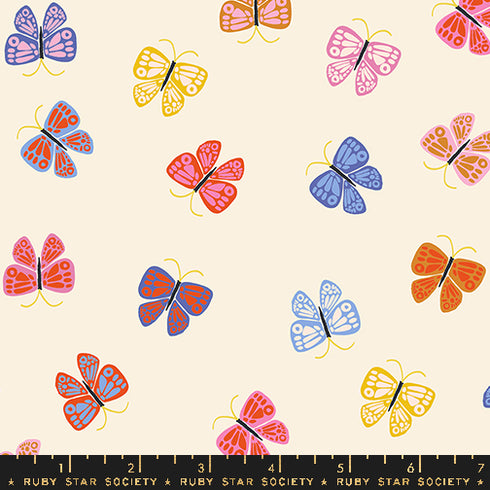 Ooh Lucky Lucky Butterflies in Natural RS4115 13 - Ruby Star Society Sold by the Half Yard